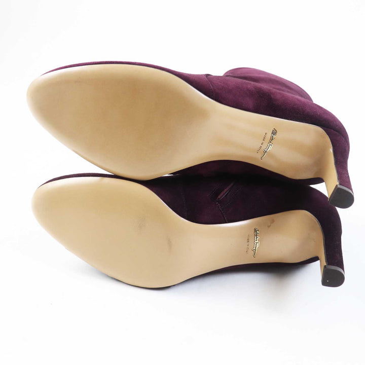 Excellent Salvatore Ferragamo short boots Suede purple Goatskin Women