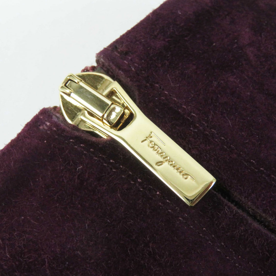 Excellent Salvatore Ferragamo short boots Suede purple Goatskin Women