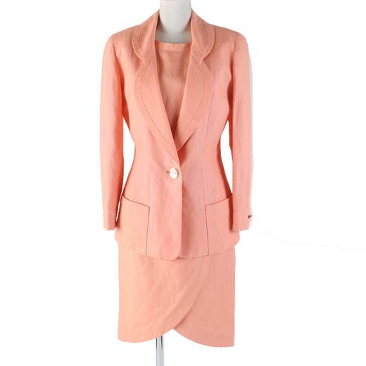 Great CHANEL ensemble Jacket and dress set Orange linen Women 36
