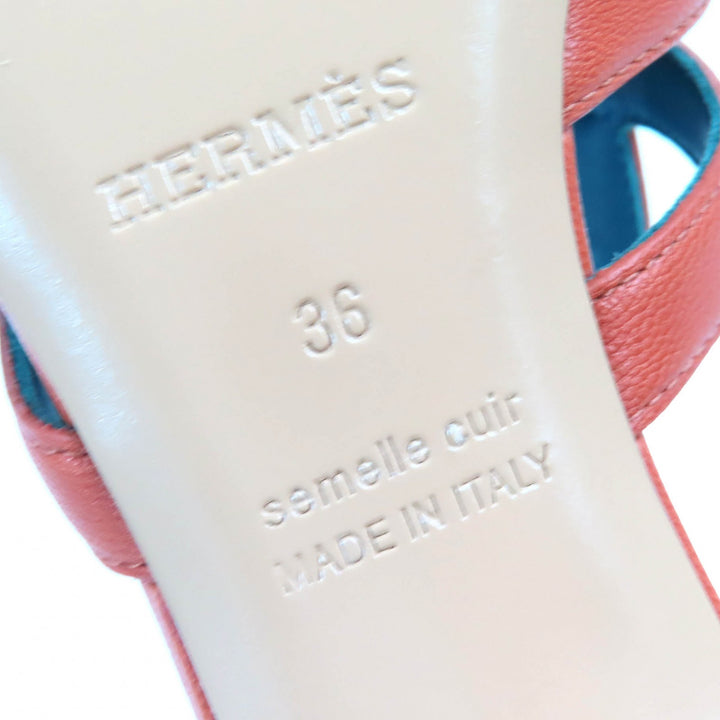 Excellent HERMES Sandals candy Kelly Buckle Leather Mules Brown leather Women 36 211070Z