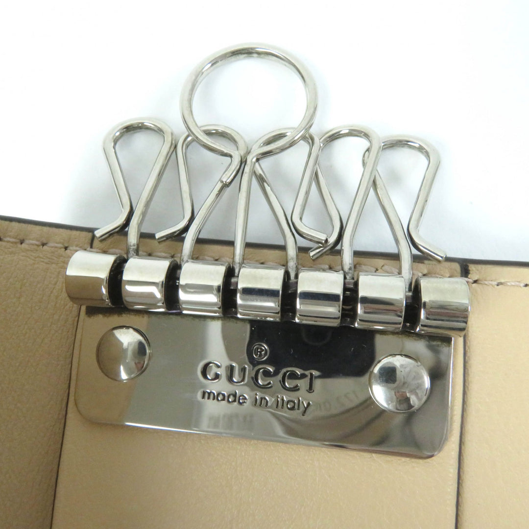 Excellent GUCCI Key holder Double G Key holder beige leather Women 795649