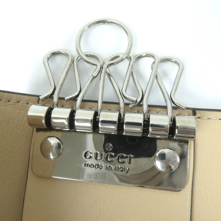 Excellent GUCCI Key holder Double G Key holder beige leather Women 795649