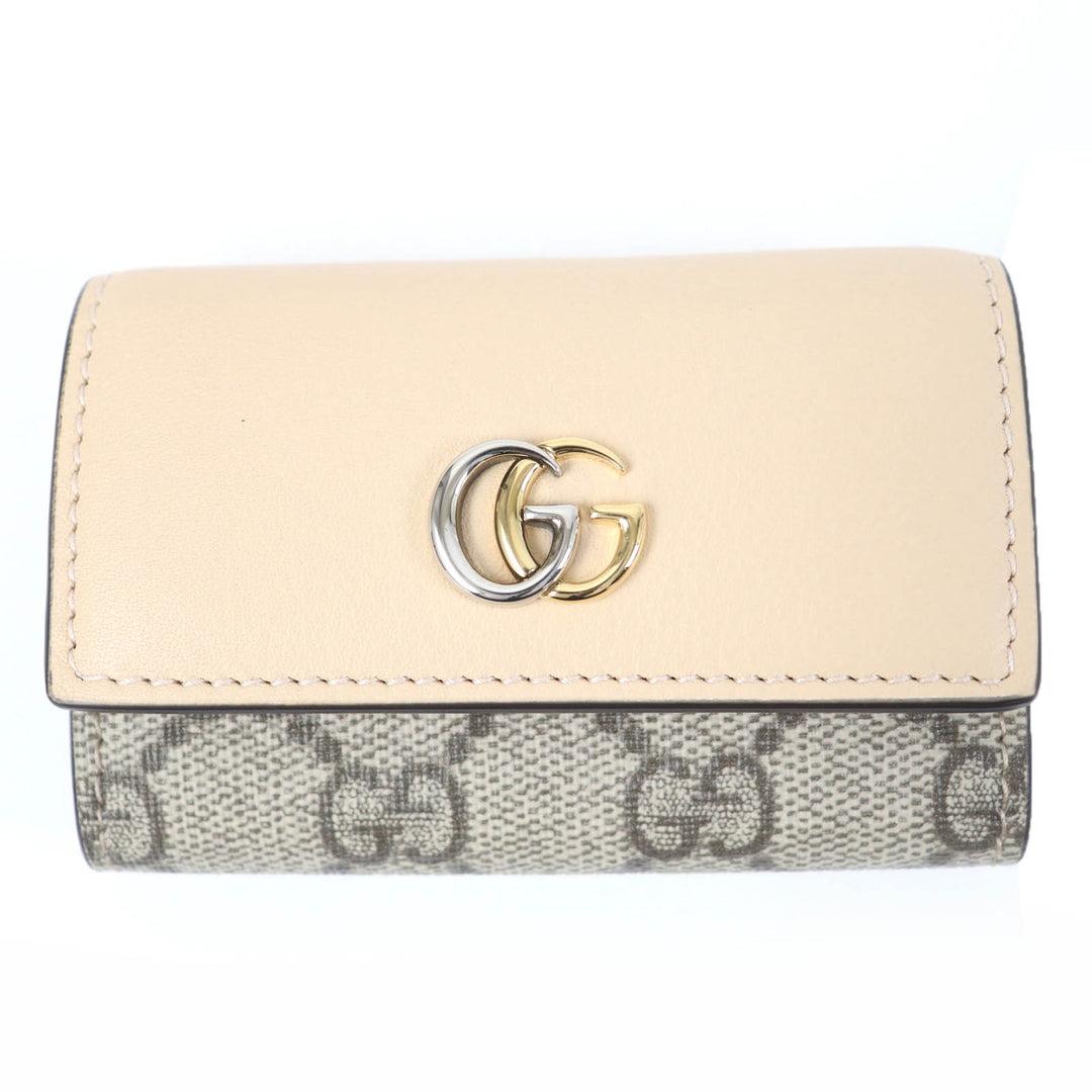 Excellent GUCCI Key holder Double G Key holder beige leather Women 795649