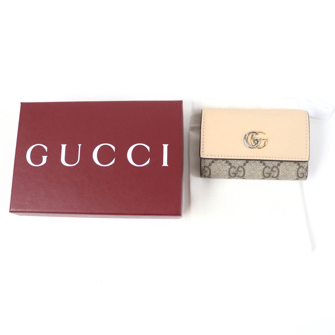 Excellent GUCCI Key holder Double G Key holder beige leather Women 795649