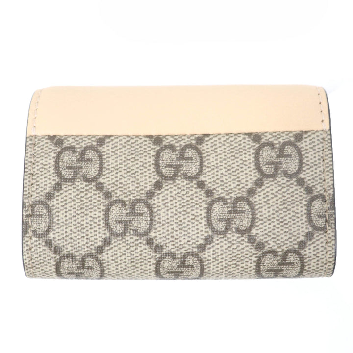 Excellent GUCCI Key holder Double G Key holder beige leather Women 795649
