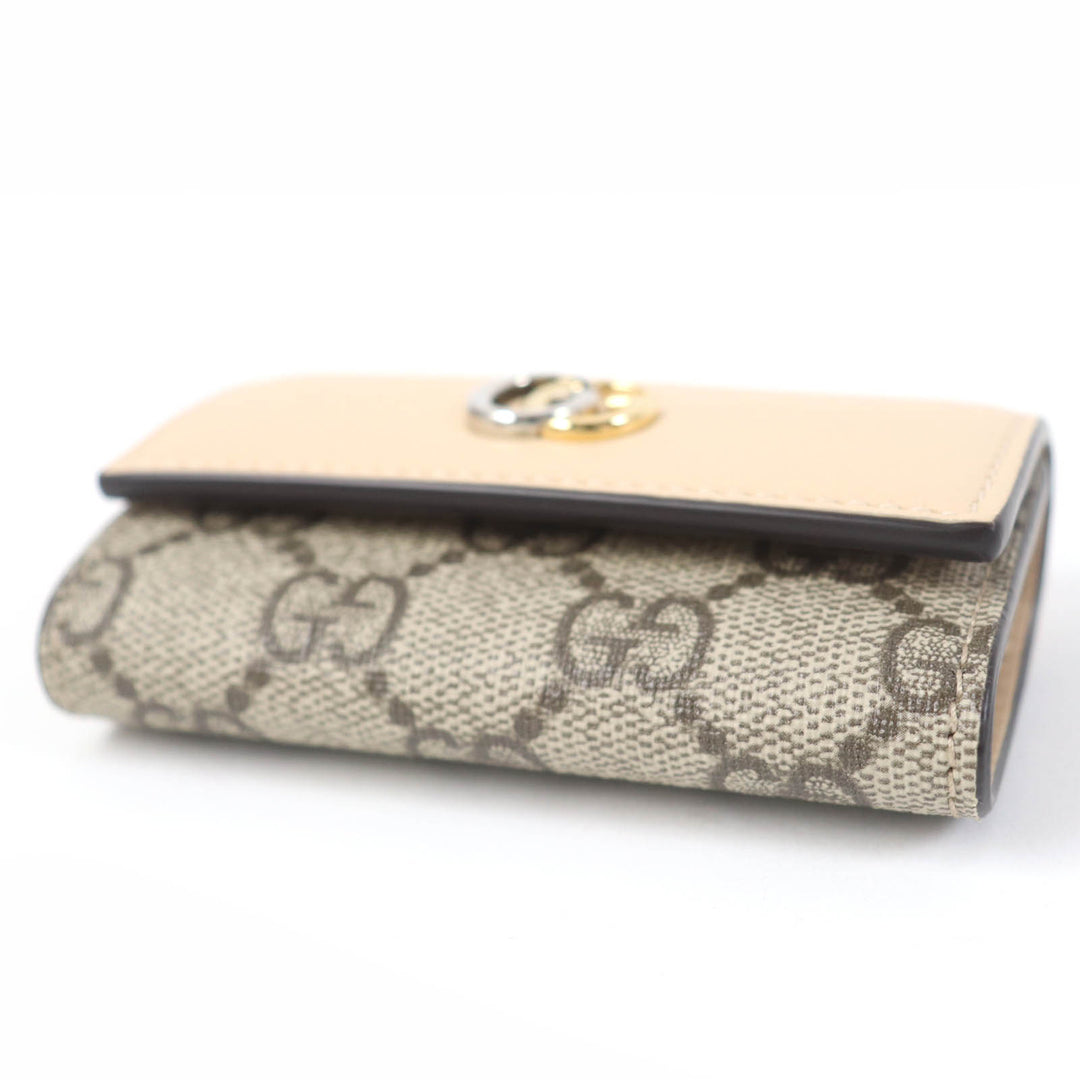 Excellent GUCCI Key holder Double G Key holder beige leather Women 795649