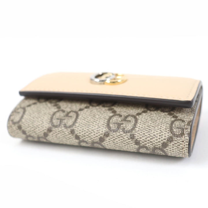 Excellent GUCCI Key holder Double G Key holder beige leather Women 795649