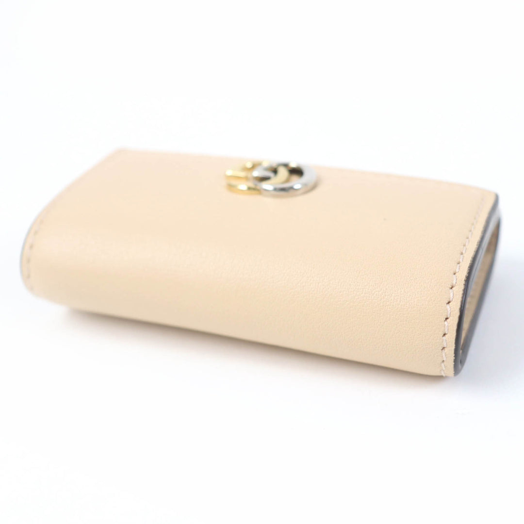 Excellent GUCCI Key holder Double G Key holder beige leather Women 795649