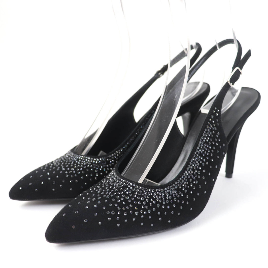 Pristine HERMES pumps 90Festive Festive 90 Back Strap black Suede leather Women 37