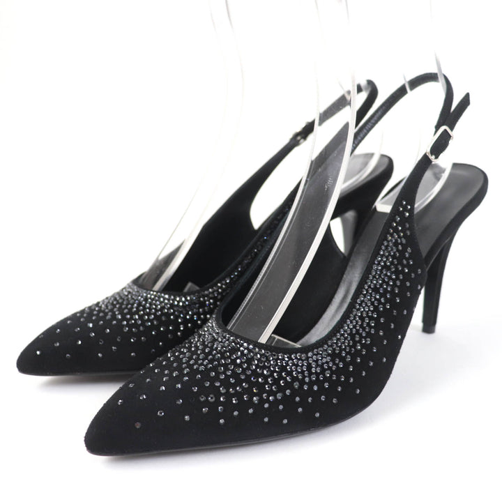 Pristine HERMES pumps 90Festive Festive 90 Back Strap black Suede leather Women 37