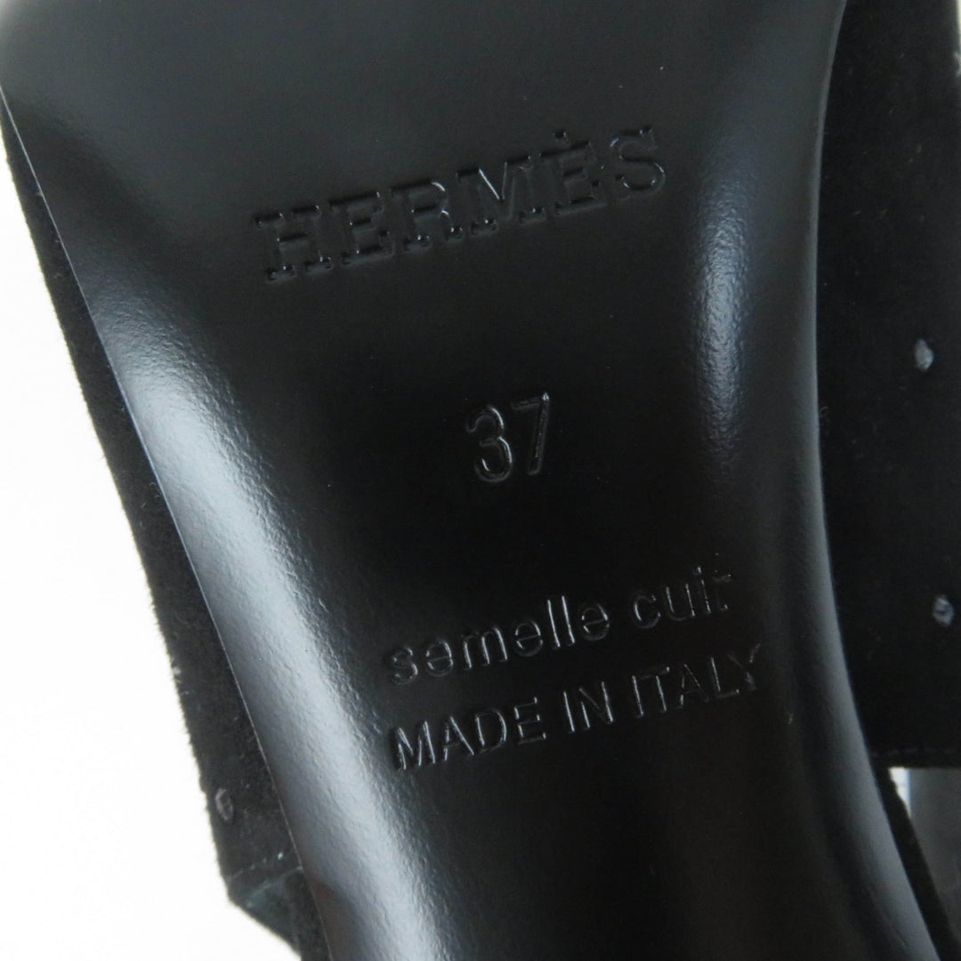 Pristine HERMES pumps 90Festive Festive 90 Back Strap black Suede leather Women 37