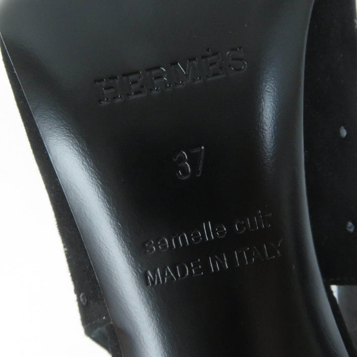 Pristine HERMES pumps 90Festive Festive 90 Back Strap black Suede leather Women 37