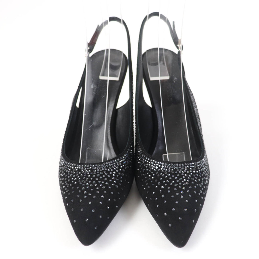 Pristine HERMES pumps 90Festive Festive 90 Back Strap black Suede leather Women 37