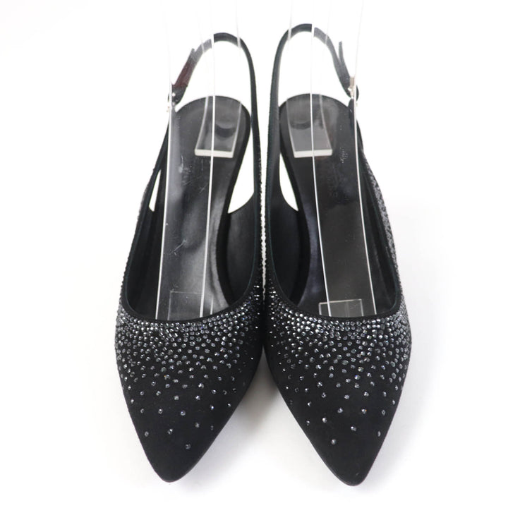 Pristine HERMES pumps 90Festive Festive 90 Back Strap black Suede leather Women 37