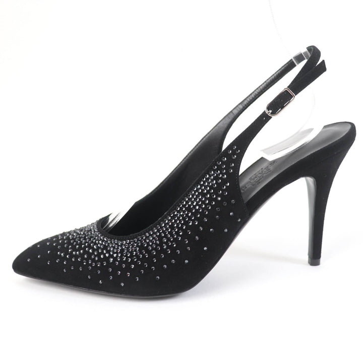 Pristine HERMES pumps 90Festive Festive 90 Back Strap black Suede leather Women 37