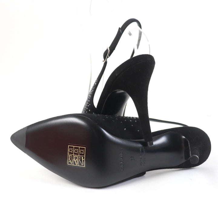 Pristine HERMES pumps 90Festive Festive 90 Back Strap black Suede leather Women 37
