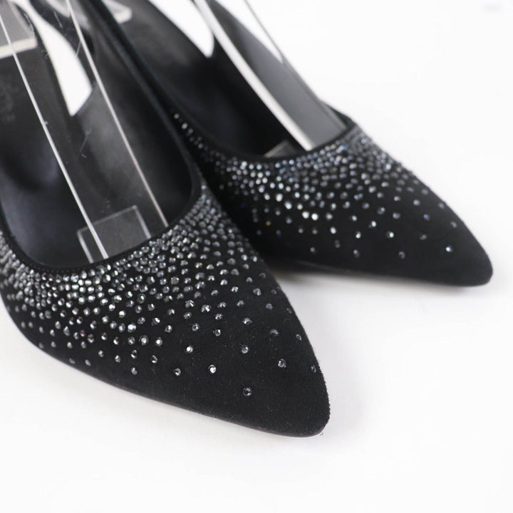 Pristine HERMES pumps 90Festive Festive 90 Back Strap black Suede leather Women 37
