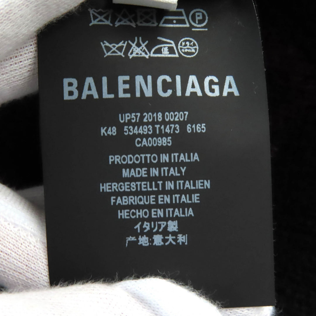 Excellent BALENCIAGA knit ALL OVER LOGO Round neck Bordeaux Black wool mens M 534493