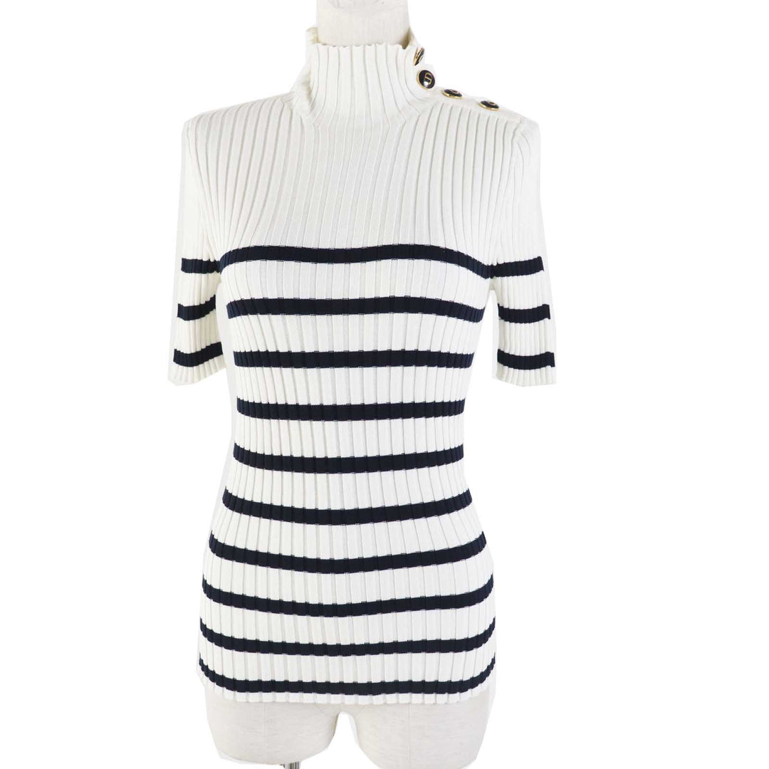 Excellent Christian Dior Short sleeve knit Logo button Women IT38