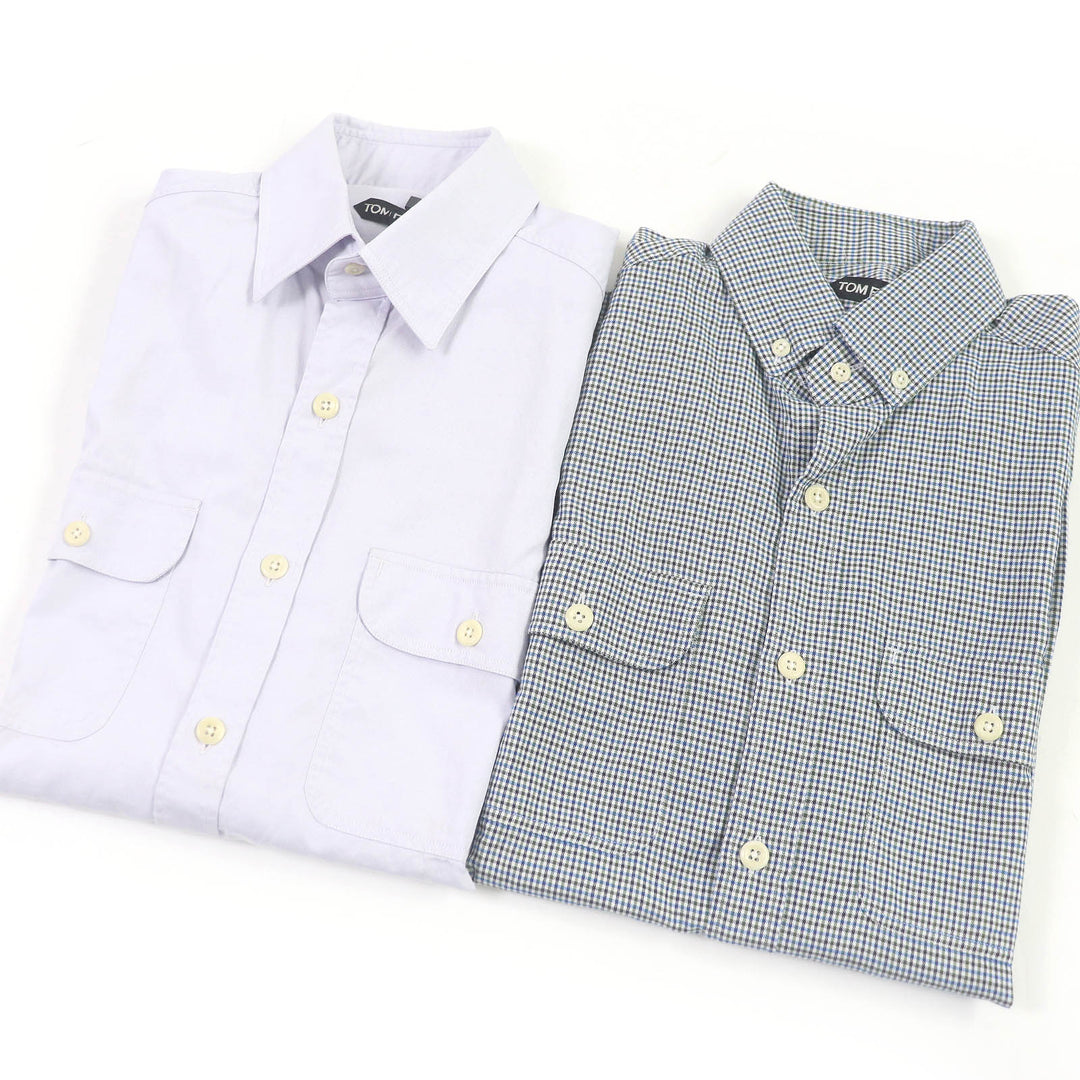 Pristine TOM FORD Long sleeve shirt Plain Check Pattern Two-piece set cotton mens