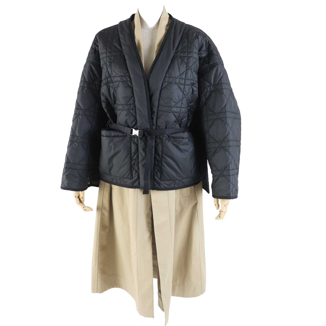 Excellent Christian Dior trench coat Bee Embroidery Cannage Jacket Women 42 327M11A3332