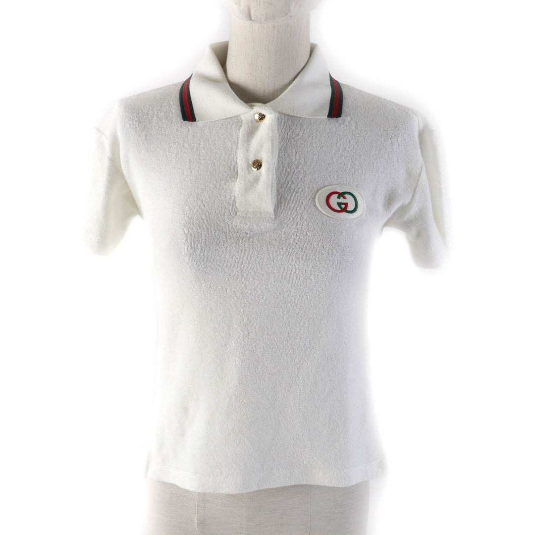 Excellent GUCCI Short sleeve polo shirt Web Stripe Interlocking G white Women XS