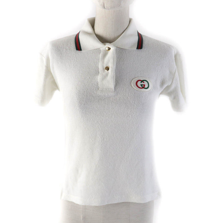 Excellent GUCCI Short sleeve polo shirt Web Stripe Interlocking G white Women XS