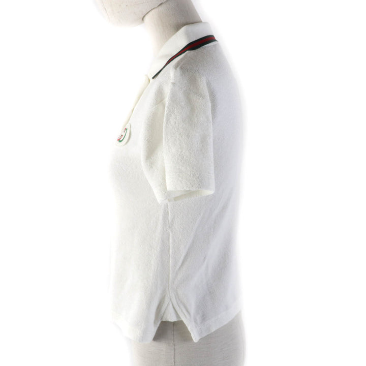 Excellent GUCCI Short sleeve polo shirt Web Stripe Interlocking G white Women XS
