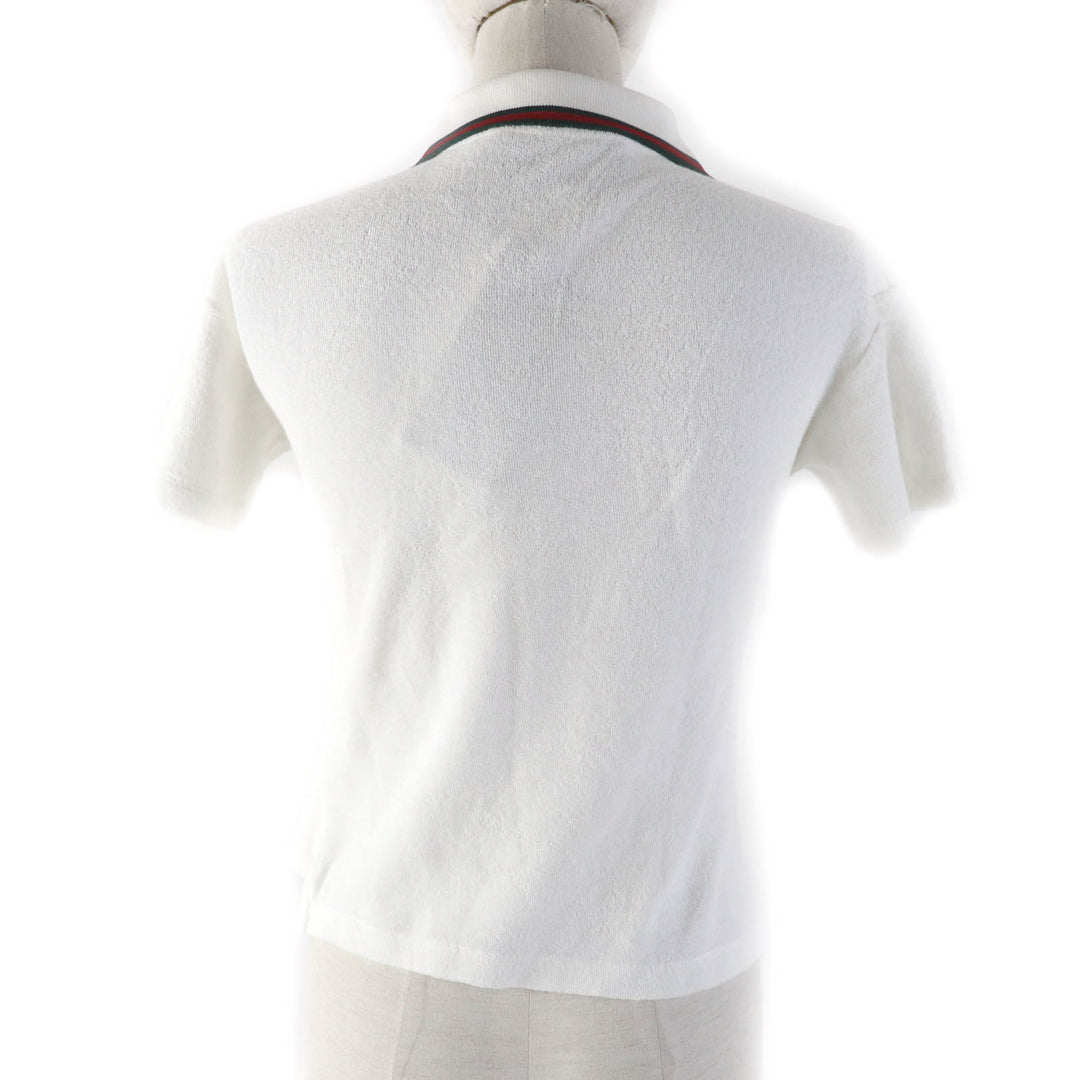 Excellent GUCCI Short sleeve polo shirt Web Stripe Interlocking G white Women XS