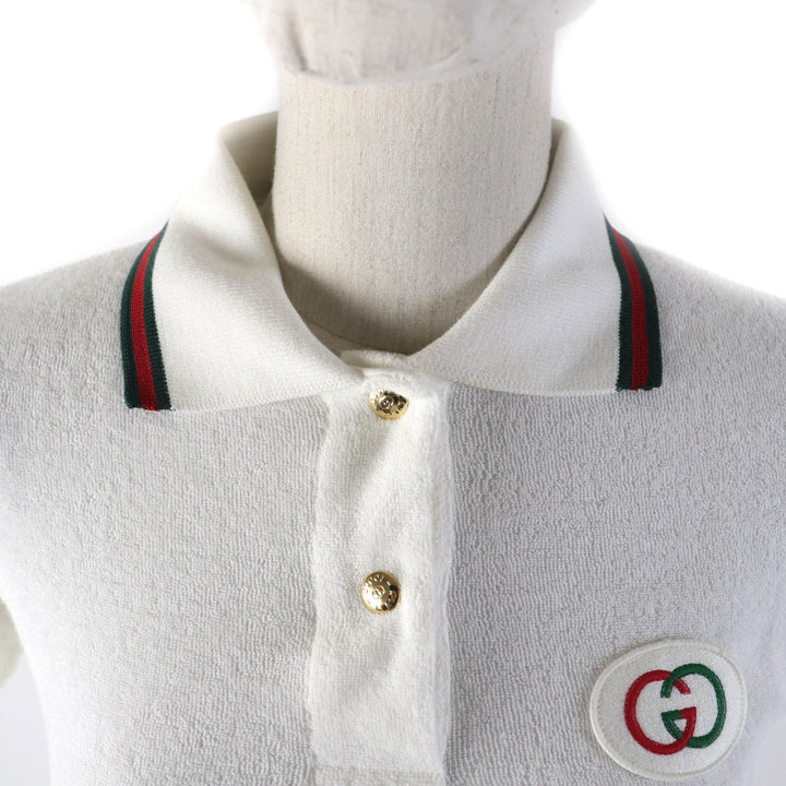 Excellent GUCCI Short sleeve polo shirt Web Stripe Interlocking G white Women XS