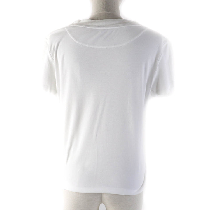 Great HERMES Short sleeve T-shirt Embroidered Pockets white cotton Women 38