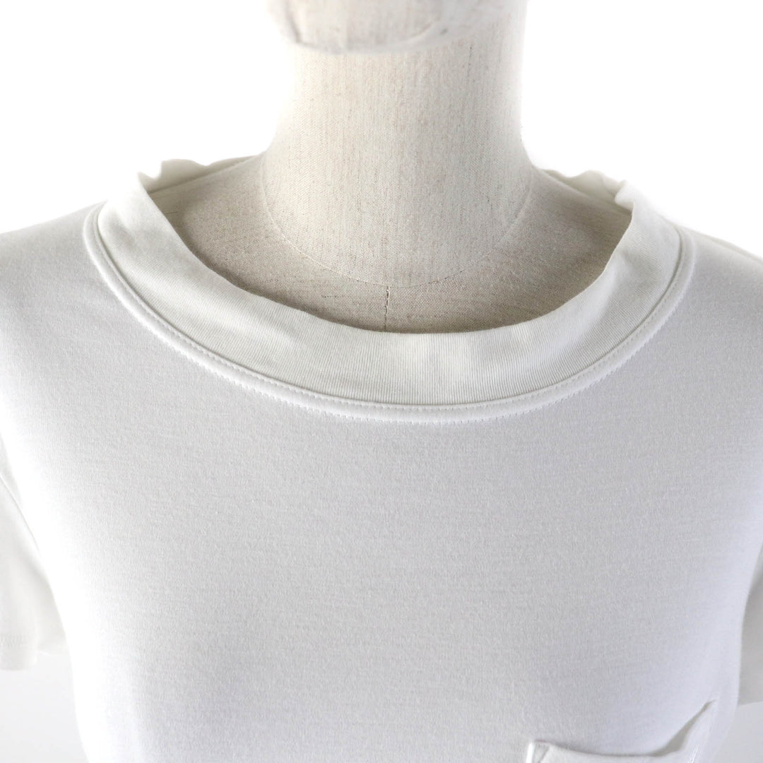 Great HERMES Short sleeve T-shirt Embroidered Pockets white cotton Women 38