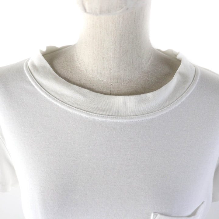 Great HERMES Short sleeve T-shirt Embroidered Pockets white cotton Women 38
