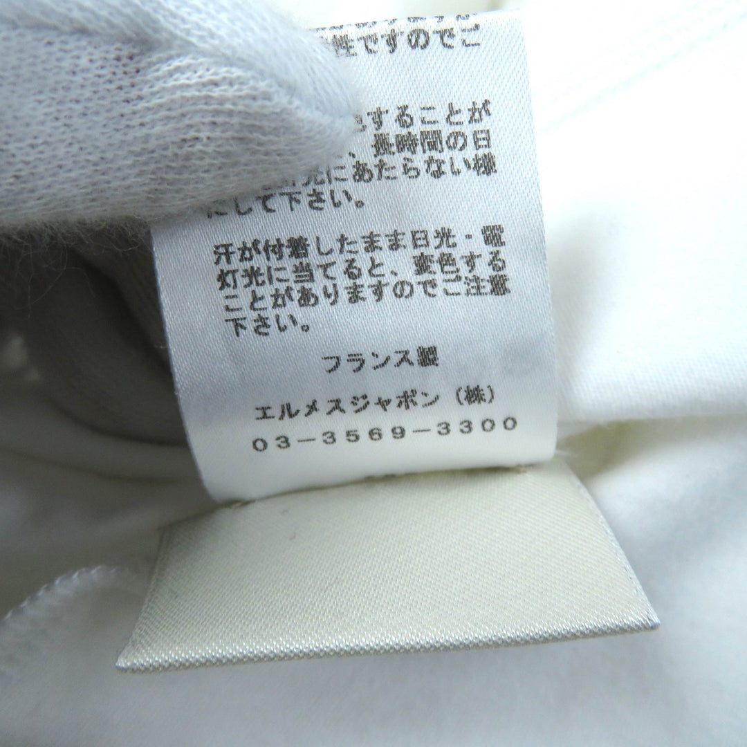 Great HERMES Short sleeve T-shirt Embroidered Pockets white cotton Women 38