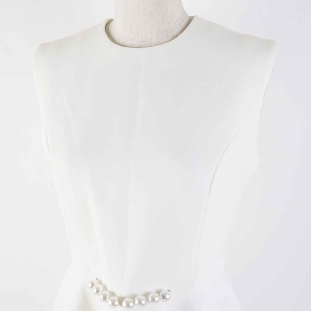 Pristine YOKO CHAN one piece Faux pearl sleeveless polyester 40 YCD-120-568