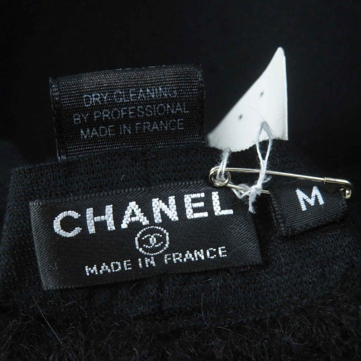 Excellent CHANEL hat With COCO Mark black mohair Women M