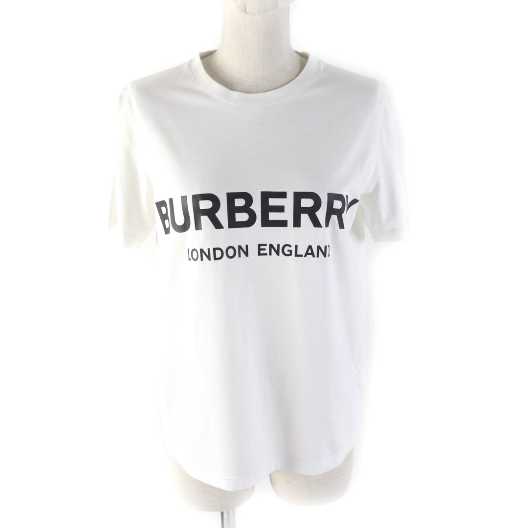 Great BURBERRY Short sleeve T-shirt logo print crew neck white cotton Women