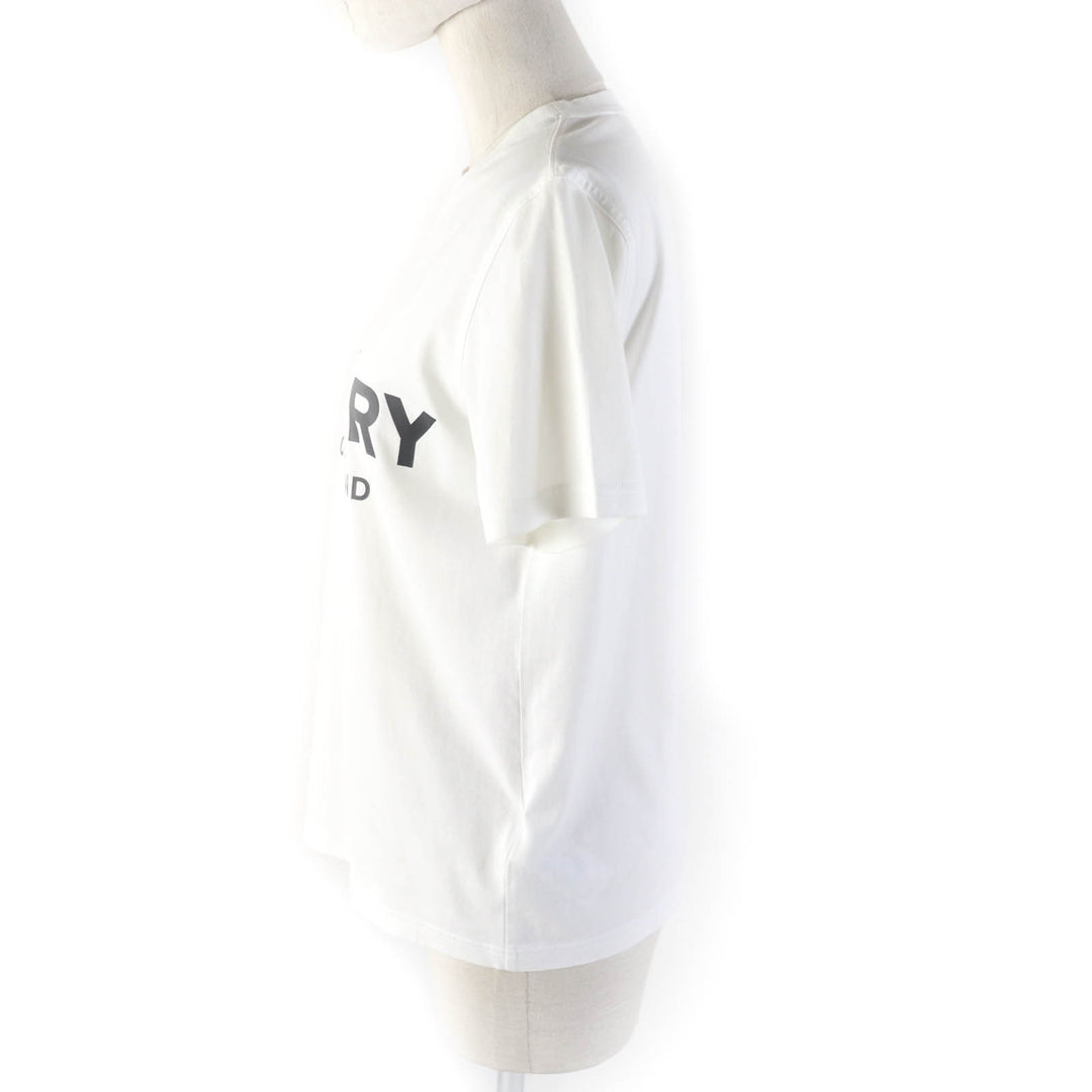 Great BURBERRY Short sleeve T-shirt logo print crew neck white cotton Women