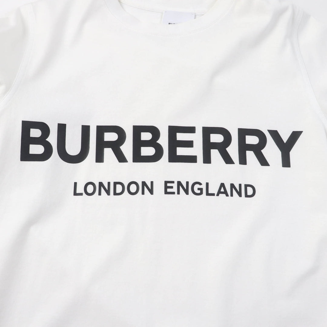 Great BURBERRY Short sleeve T-shirt logo print crew neck white cotton Women