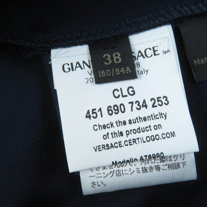 Excellent VERSACE T-shirt Embroidered front logo Stand neck Short sleeves Women