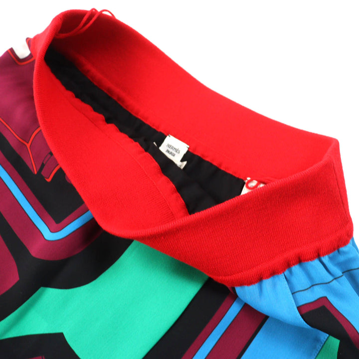 Pristine HERMES skirt All-over print twill laine wrap multicolor silk Women 38