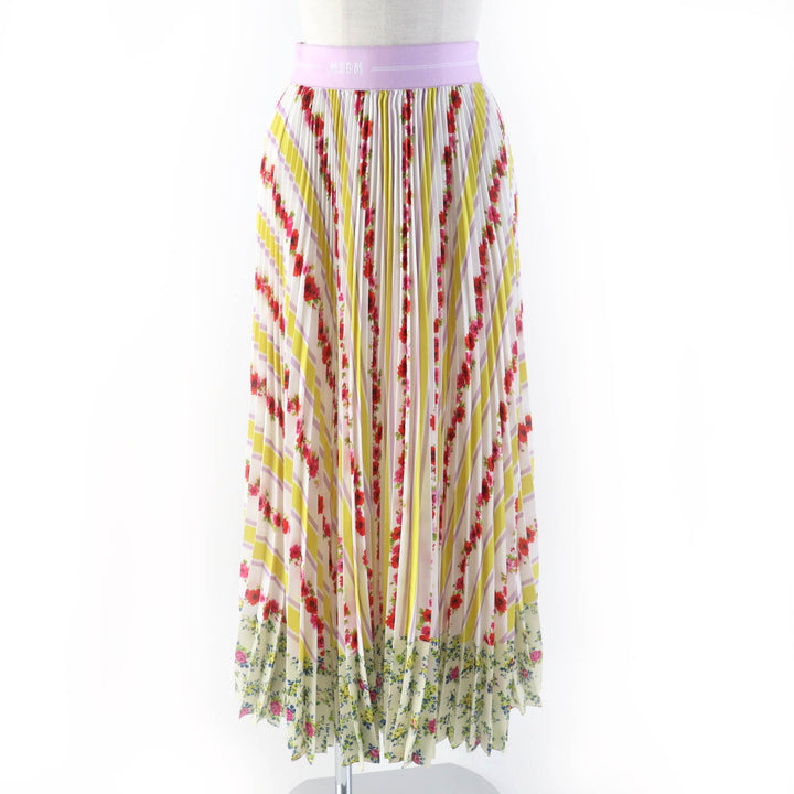 MSGM Pleated skirt Multi Flower Pleated Easy Multi polyester Women 36 3241MDD25P