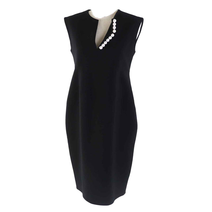 Great YOKO CHAN essence one piece Sleeveless with fake pearls black polyester Women 38 YED-117-010