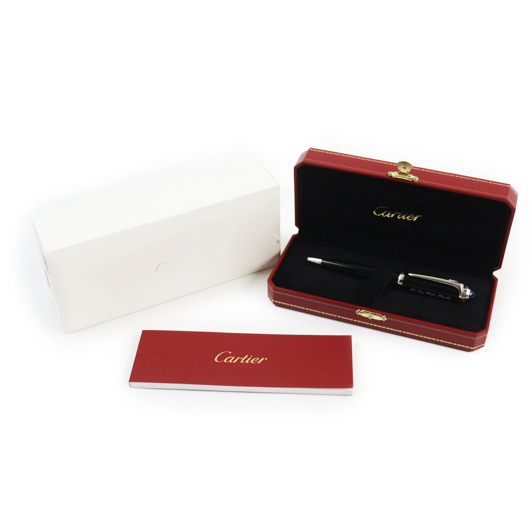 Excellent Cartier Ballpoint pen Roadster Twisted with blue gemstones