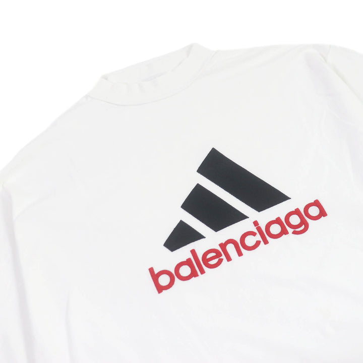 Great BALENCIAGA×adidas Short sleeve T-shirt white cotton mens L 731369