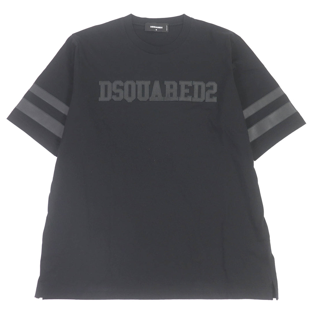 Excellent DSQUARED2 Short sleeve T-shirt Logo patch Faux leather Oversized