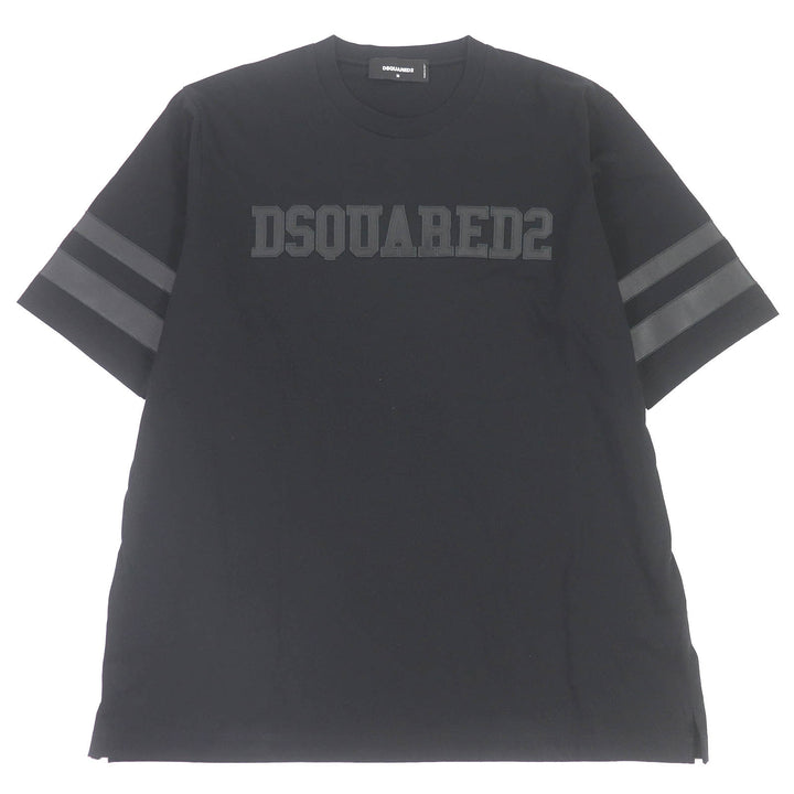 Excellent DSQUARED2 Short sleeve T-shirt Logo patch Faux leather Oversized