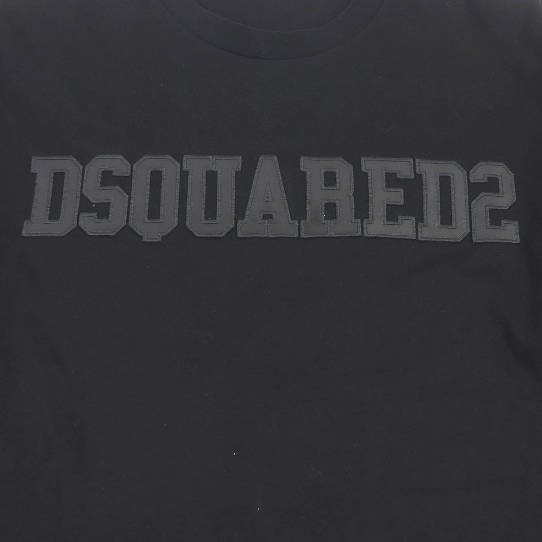 Excellent DSQUARED2 Short sleeve T-shirt Logo patch Faux leather Oversized