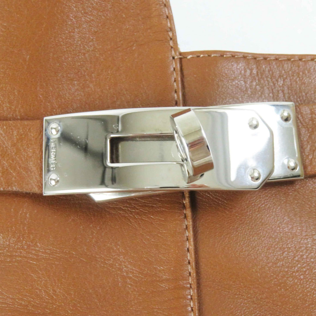 Great HERMES short boots JOUEUSE Kelly Metal Brown leather Women 38.5