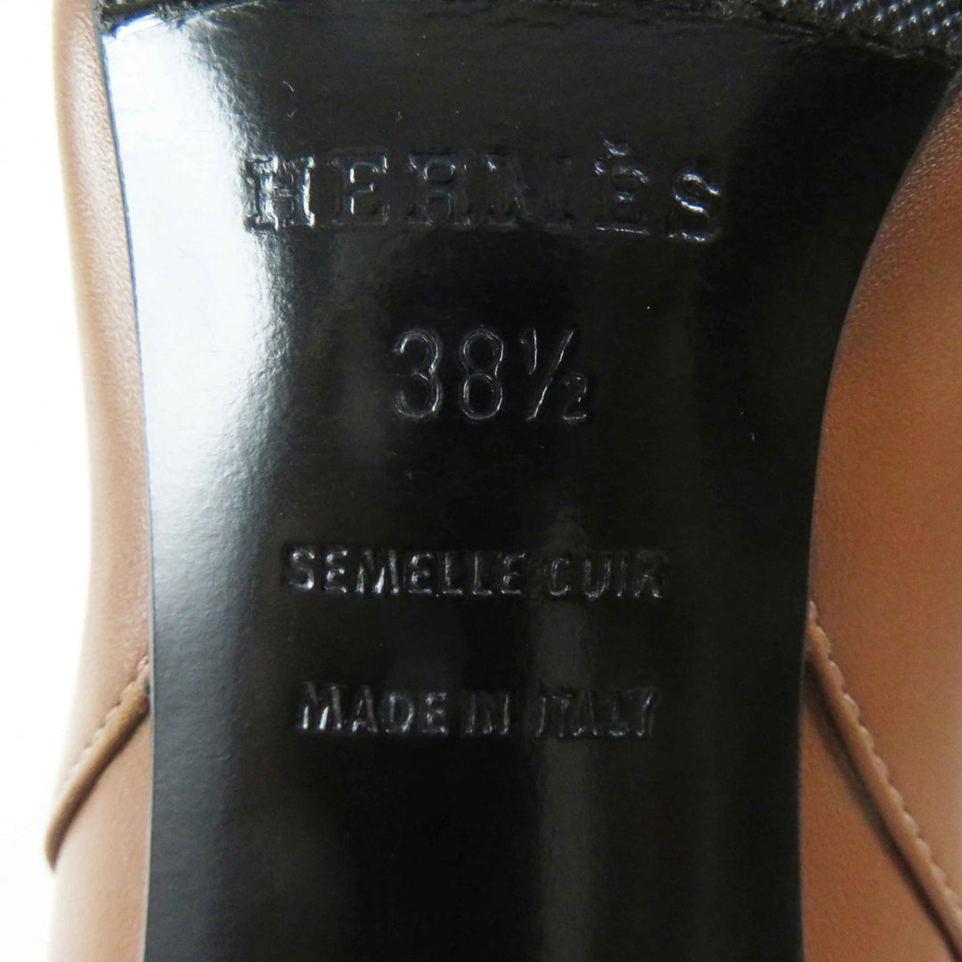 Great HERMES short boots JOUEUSE Kelly Metal Brown leather Women 38.5